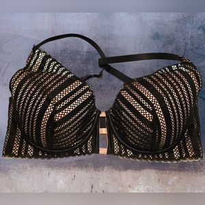 Victoria's Secret 36DD Lightly Lined Plunge Bra Black Underwire